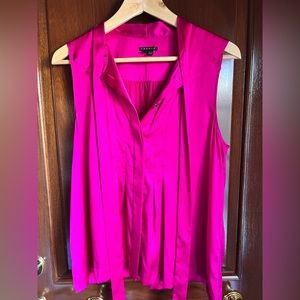 Theory Hot Pink Silk Blouse Size Medium